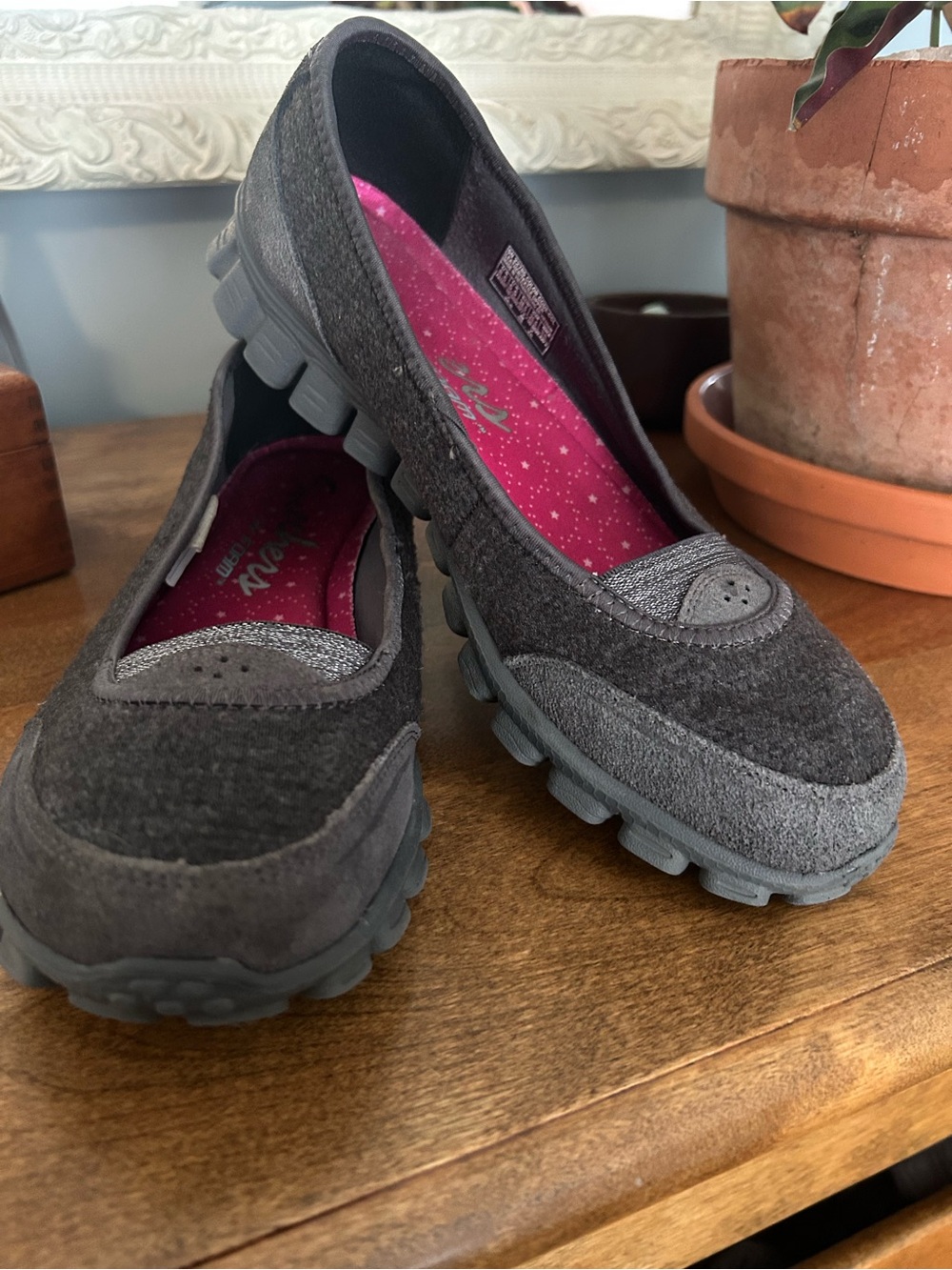 Skechers EZ Flex 2 Chasing Dreams Womens Slip On Sneakers in Gray